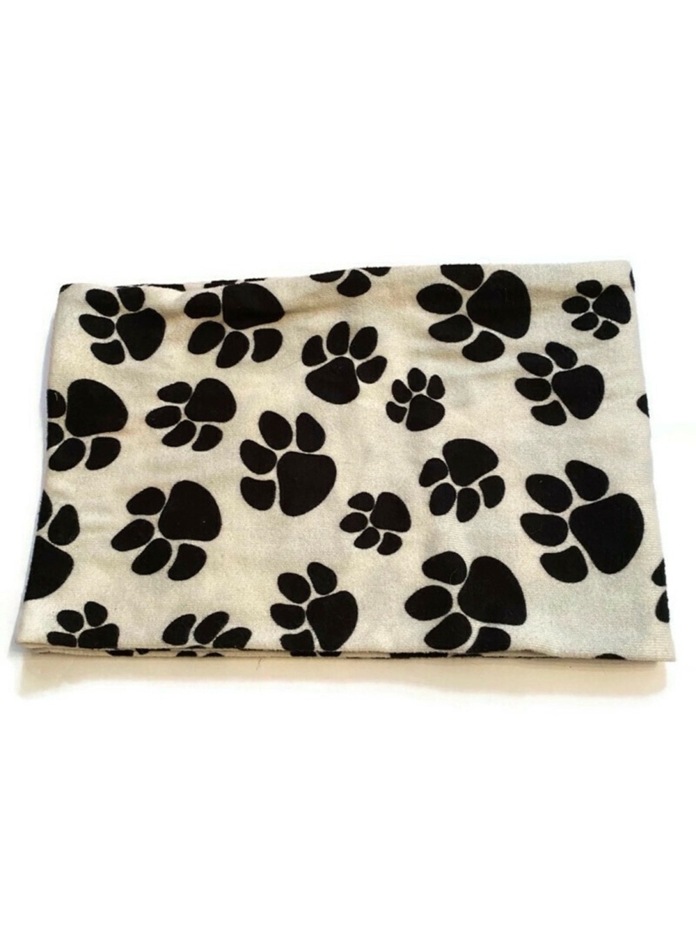 SCARF INFINITY WHITE BLACK PAW PRINT DOG CANINE ACCESSORY WHIMSICAL LOOP